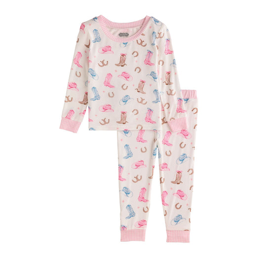 Mudpie Cowgirl Boot PJ Set Pink