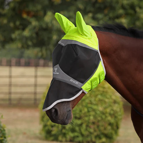 Flyguard Pro Hi-Viz Fine Mesh Fly Mask Ears & Nose