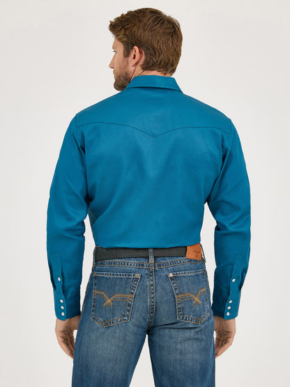 Wrangler Cowboy Cut Canvas Shirt Blue