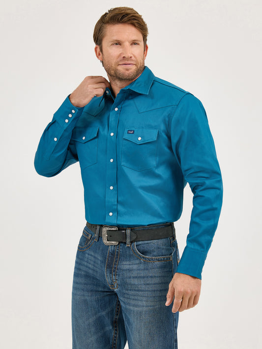 Wrangler Cowboy Cut Canvas Shirt Blue