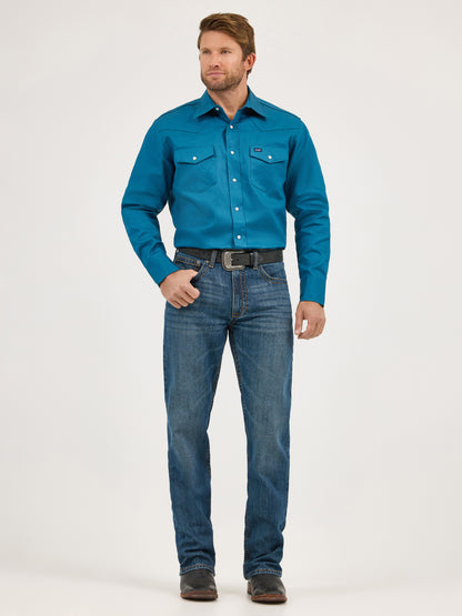 Wrangler Cowboy Cut Canvas Shirt Blue