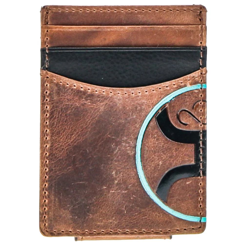 Hooey Black/Turquoise Circle Logo Money Clip Wallet