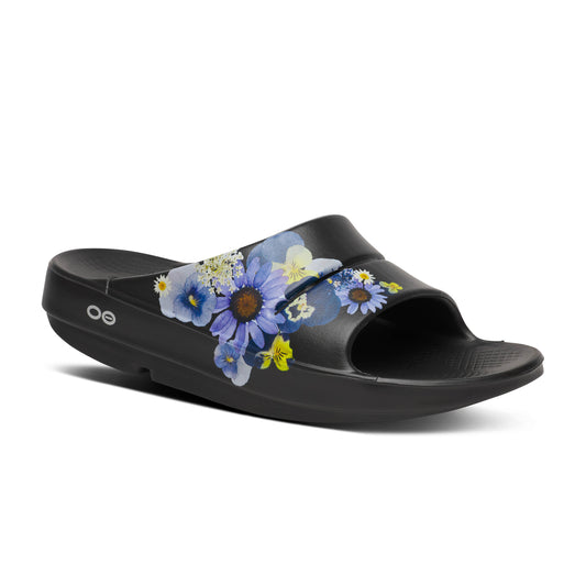 Oofos Ooahh Limited Slide Blossom Black