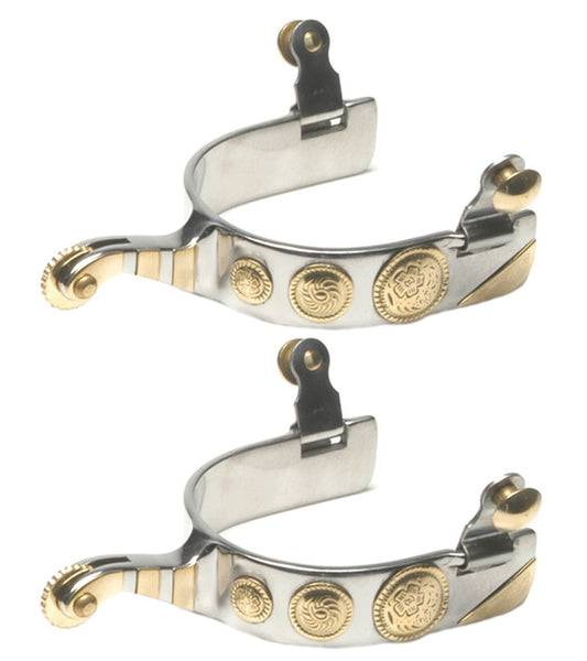 Jacks Stainless Steel Roping Spurs 1" Band 2" Shank