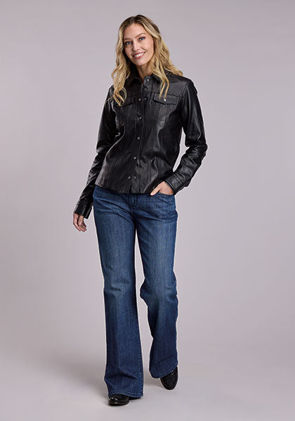 Stetson Black Smooth Leather Snap Front Jacket
