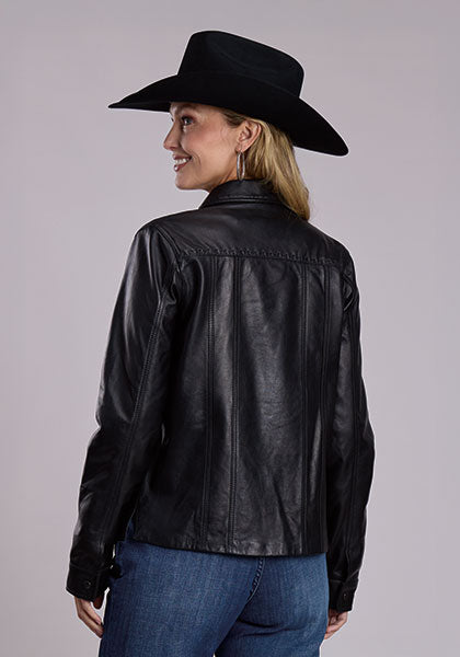 Stetson Black Smooth Leather Snap Front Jacket