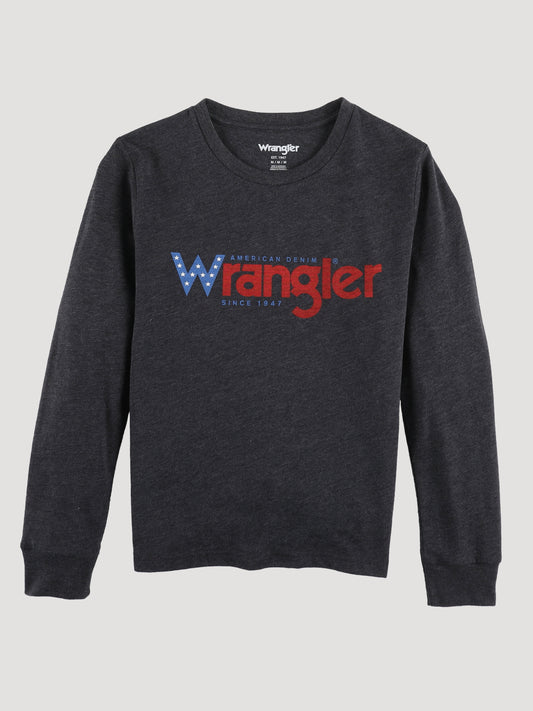 Wrangler Americana Long Sleeve Tee Charcoal