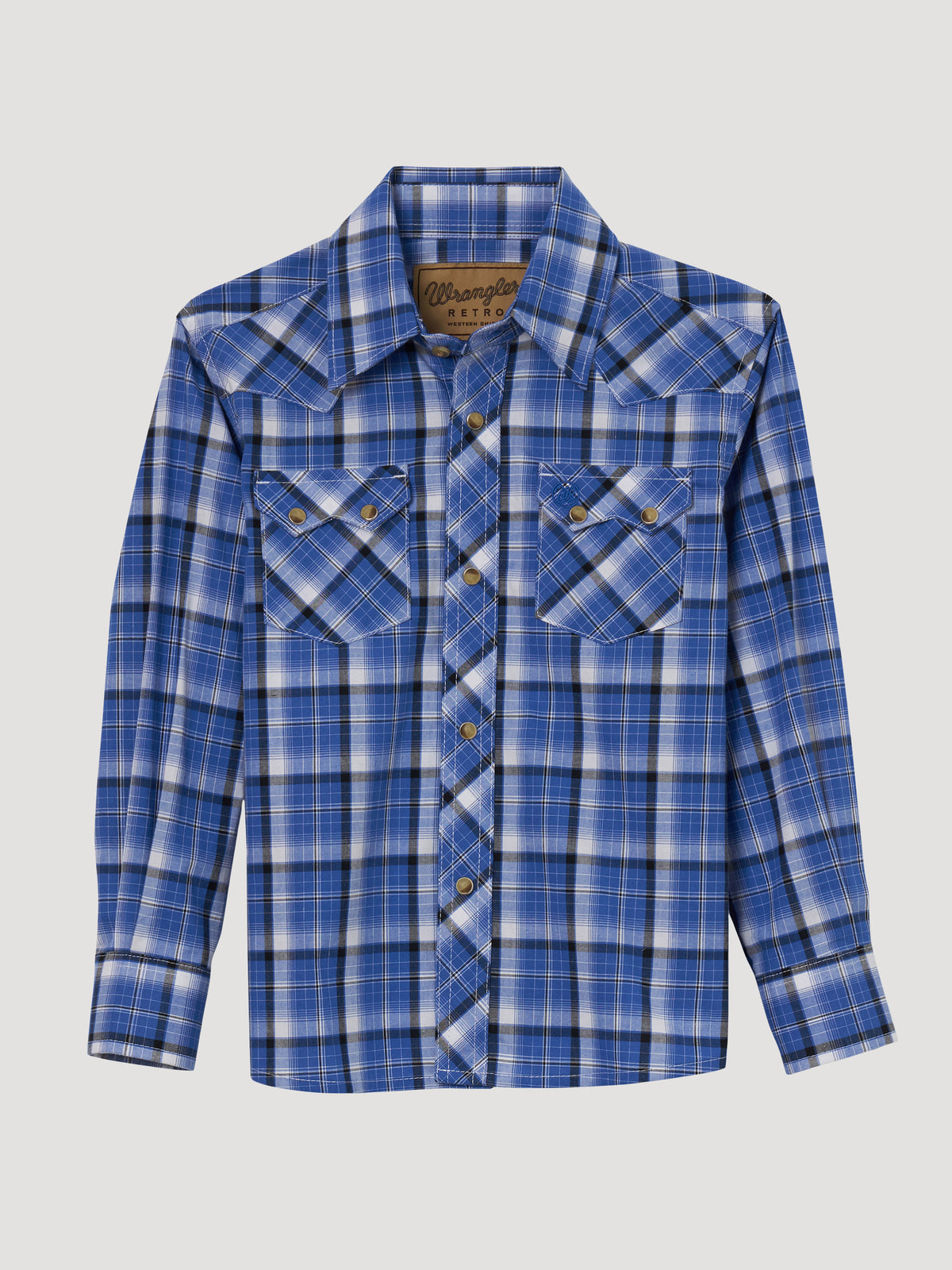Wrangler Long Sleeve Blue Plaid Shirt