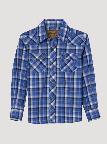 Wrangler Long Sleeve Blue Plaid Shirt