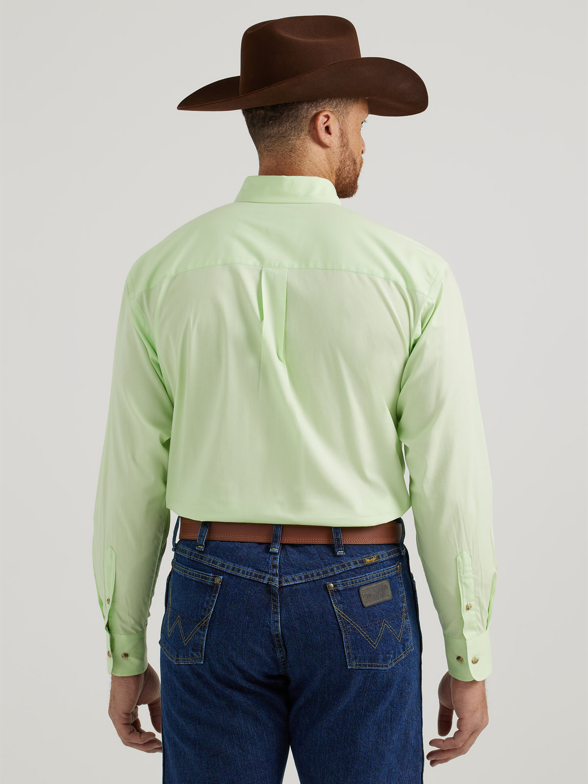 Wrangler George Strait Solid Long Sleeve Lime Green Shirt