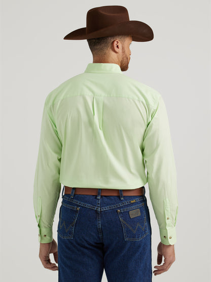 Wrangler George Strait Solid Long Sleeve Lime Green Shirt