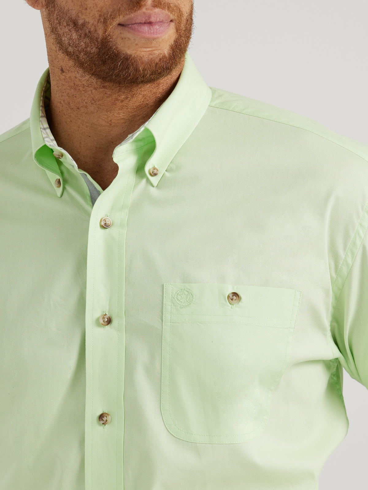 Wrangler George Strait Solid Long Sleeve Lime Green Shirt