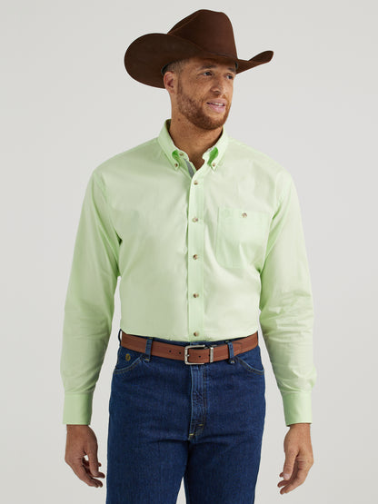 Wrangler George Strait Solid Long Sleeve Lime Green Shirt