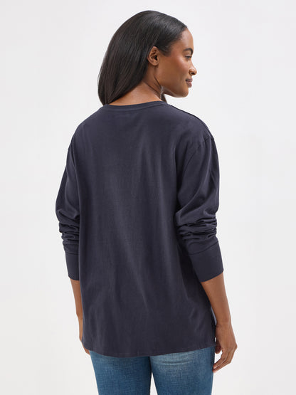 Wrangler Steer Skull Long Sleeve Tee Navy