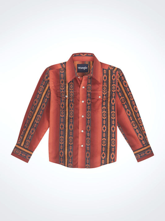 Wrangler Checotah Long Sleeve Snap Shirt Rust