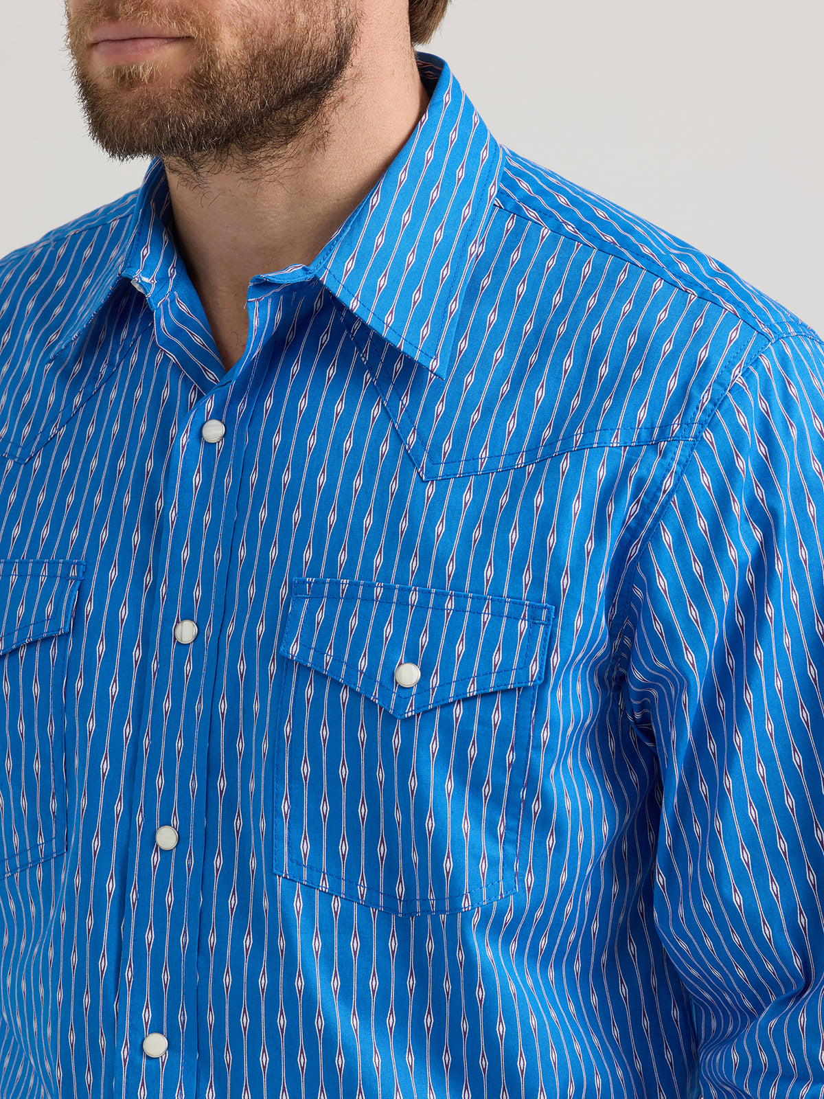 Wrangler 20X Long Sleeve Shirt Blue Print