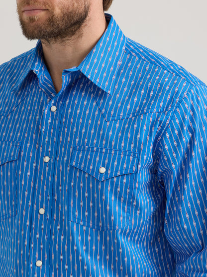 Wrangler 20X Long Sleeve Shirt Blue Print