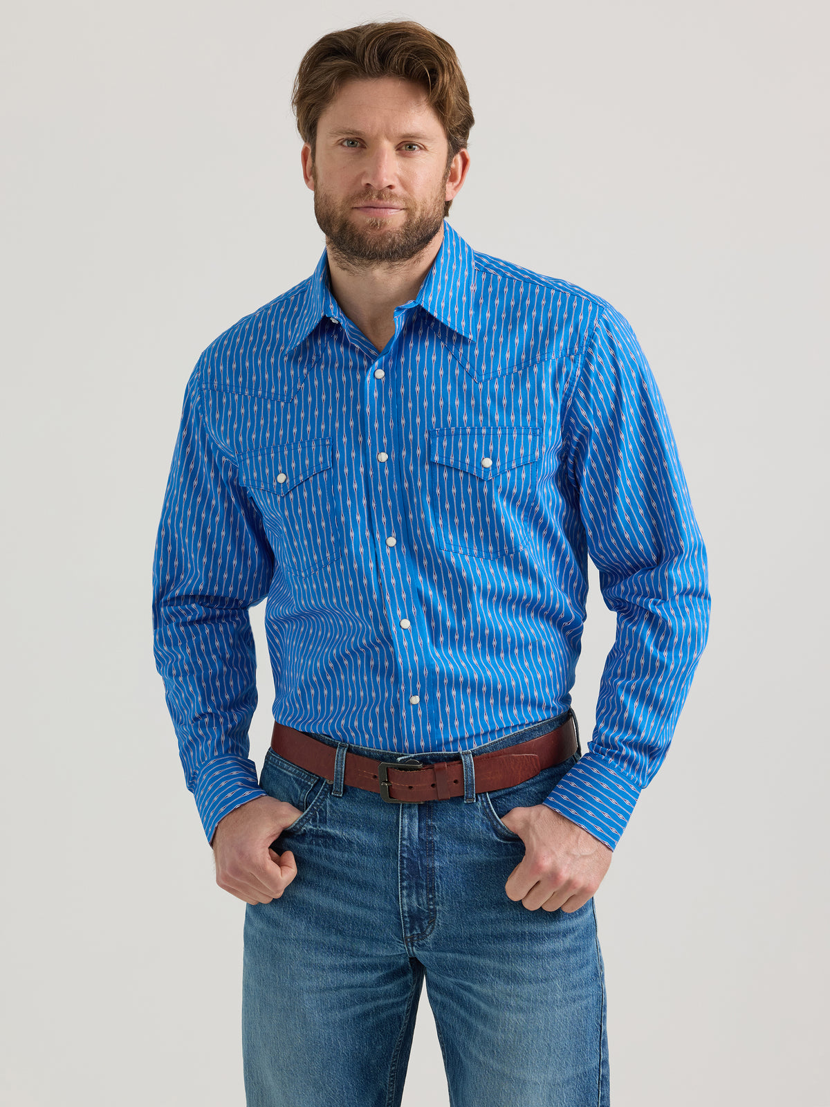 Wrangler 20X Long Sleeve Shirt Blue Print