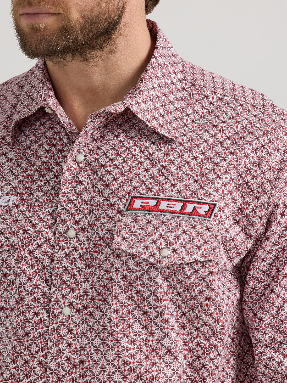 Wrangler PBR Long Sleeve Snap Shirt Red Rodeo