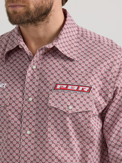Wrangler PBR Long Sleeve Snap Shirt Red Rodeo