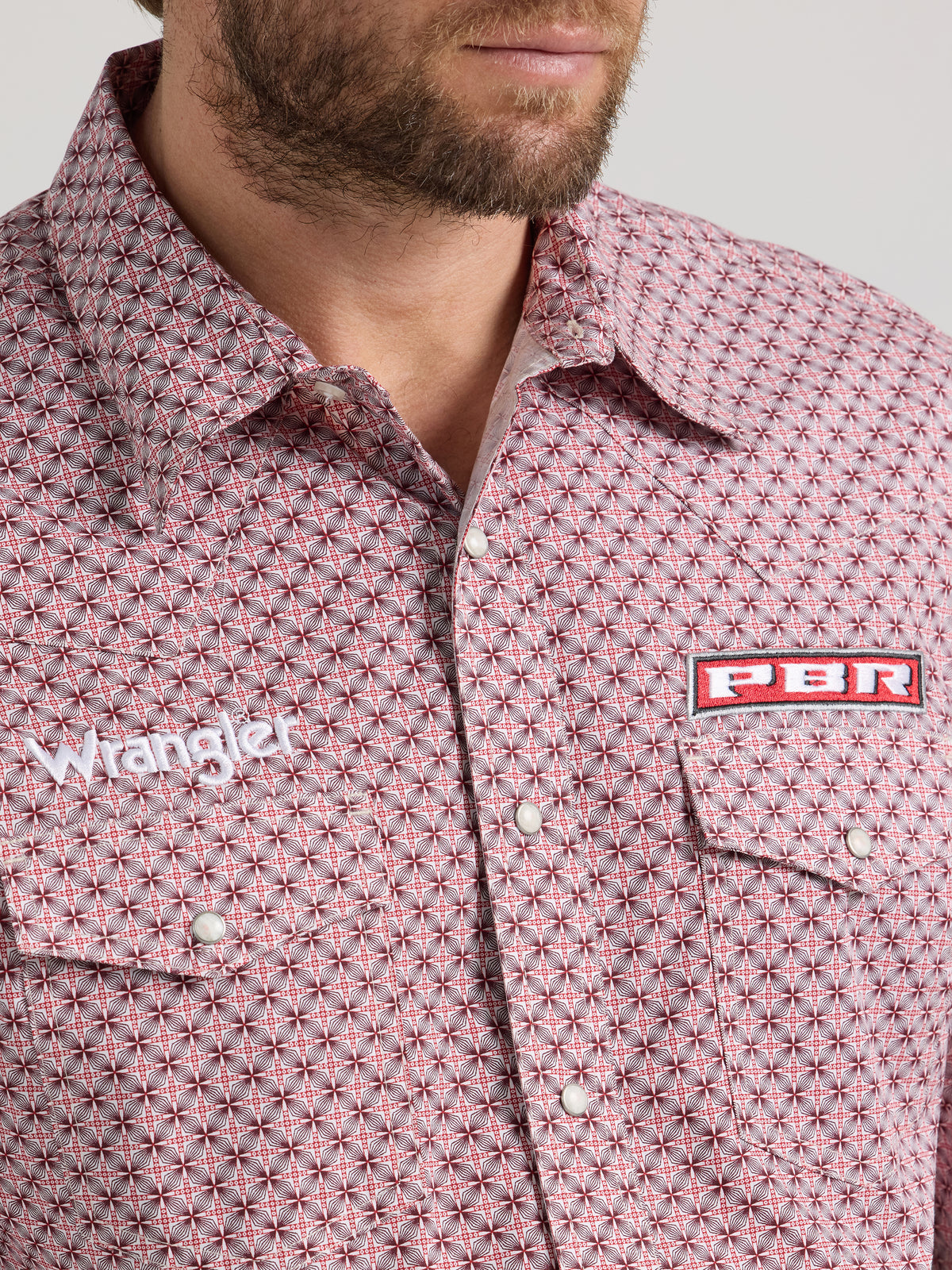Wrangler PBR Long Sleeve Snap Shirt Red Rodeo
