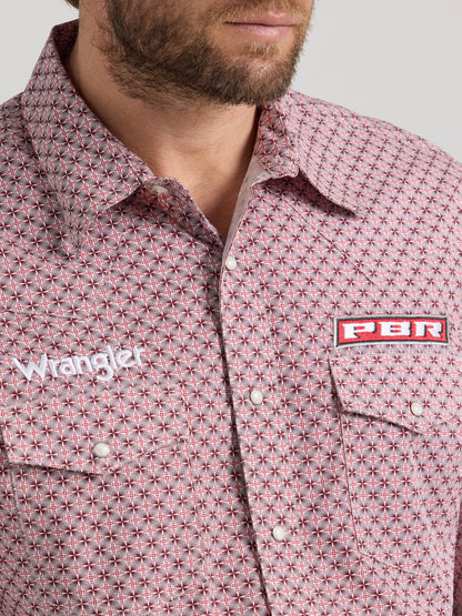 Wrangler PBR Long Sleeve Snap Shirt Red Rodeo