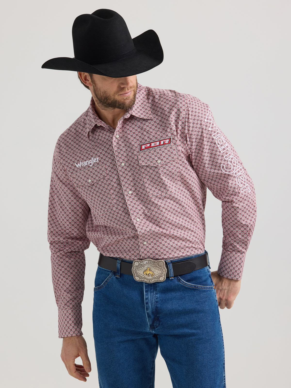 Wrangler PBR Long Sleeve Snap Shirt Red Rodeo
