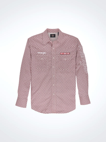 Wrangler PBR Long Sleeve Snap Shirt Red Rodeo