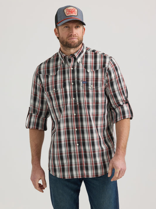 Wrangler Performance White/Black Plaid Snap