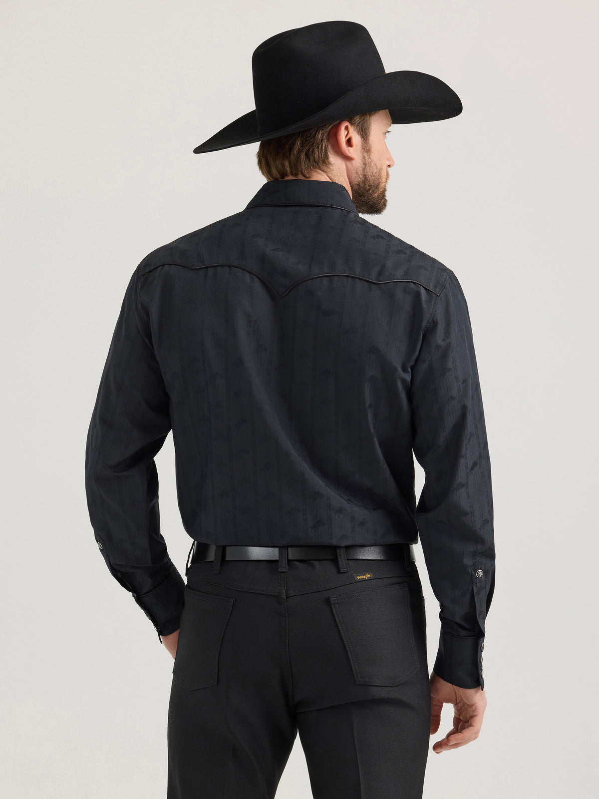 Wrangler Rodeo Ben Black Long Sleeve Rodeo Print Shirt