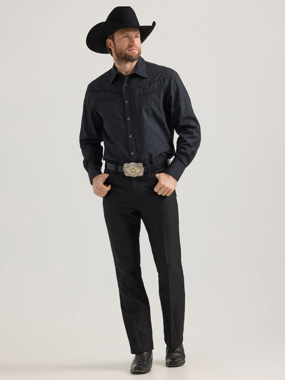 Wrangler Rodeo Ben Black Long Sleeve Rodeo Print Shirt