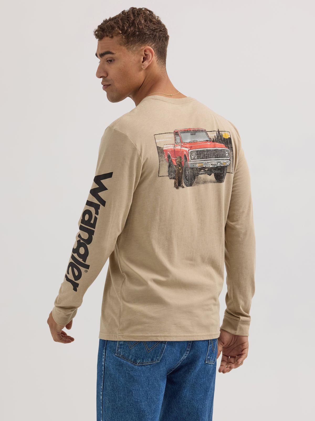 Wrangler Red Truck Long Sleeve Tee Khaki