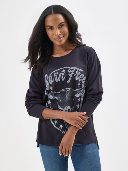 Wrangler Barn Free Long Sleeve Tee Black