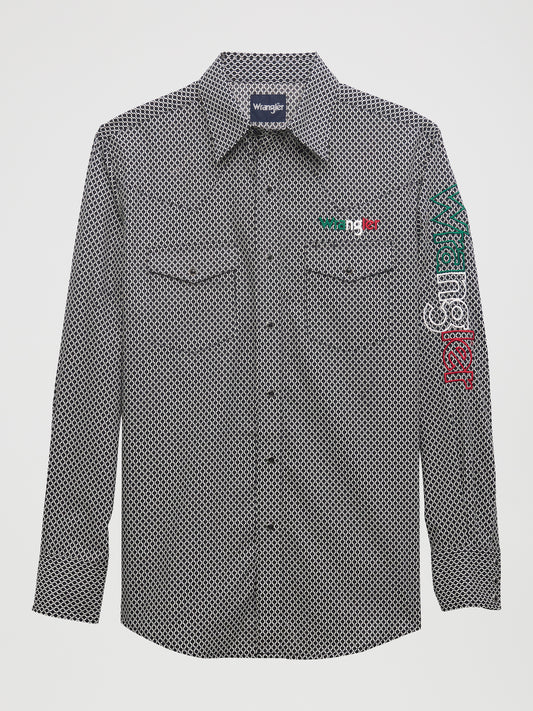 Wrangler Black Plaid Mexico Sleeve