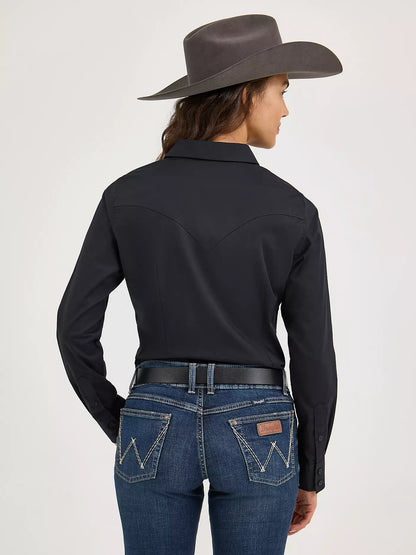Wrangler Sierra Western Slim Button Shirt Black