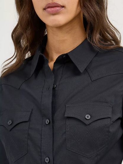 Wrangler Sierra Western Slim Button Shirt Black