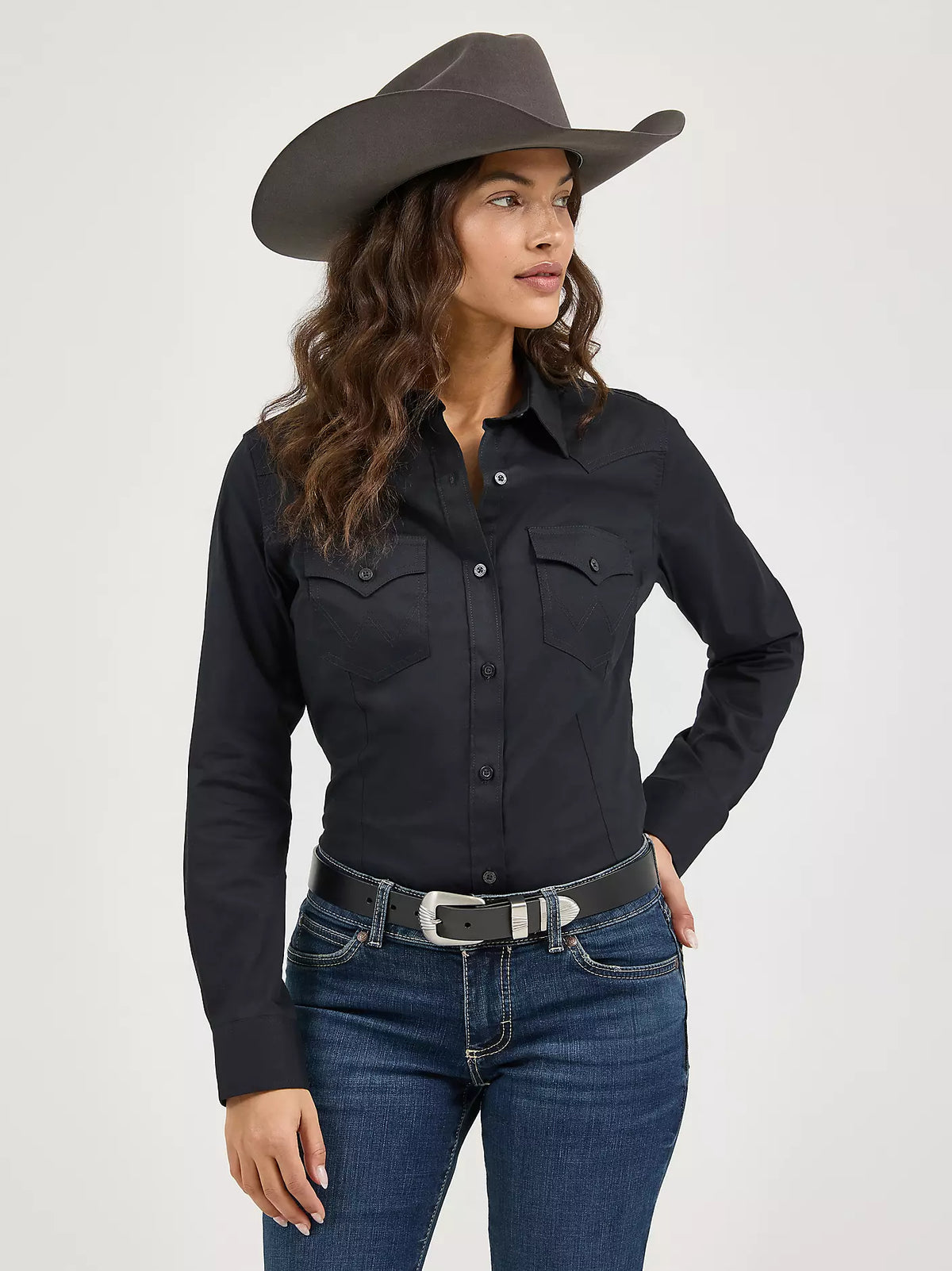 Wrangler Sierra Western Slim Button Shirt Black