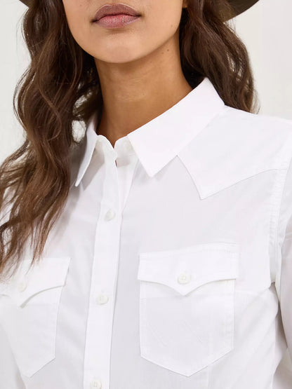 Wrangler Sierra Western Slim Button Shirt White