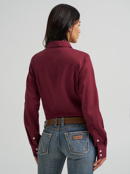 Wrangler Sierra Western Slim Button Shirt Windsor Wine