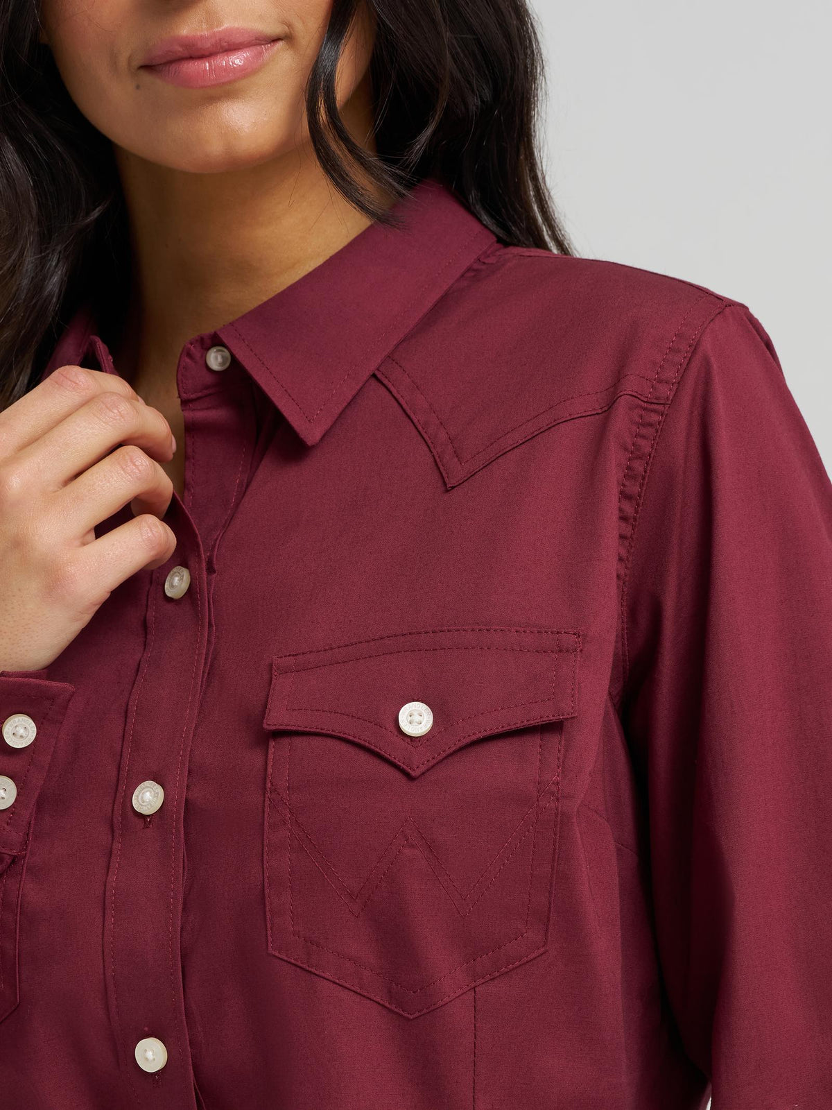Wrangler Sierra Western Slim Button Shirt Windsor Wine