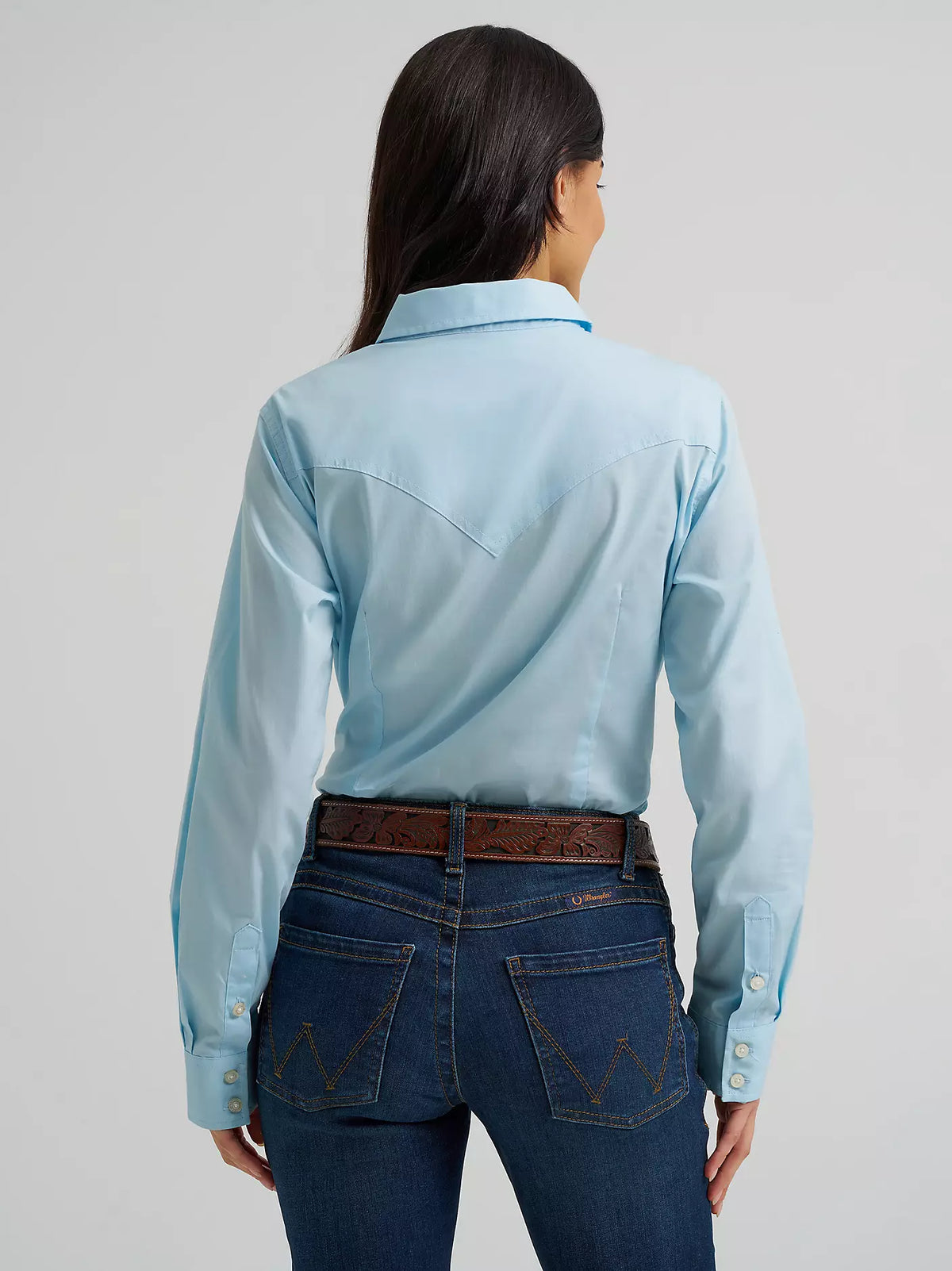 Wrangler Sierra Western Slim Button Shirt Cool Blue