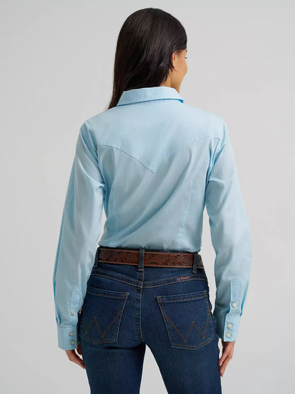Wrangler Sierra Western Slim Button Shirt Cool Blue