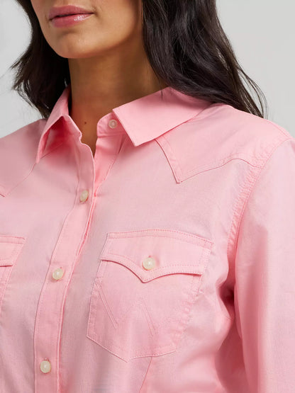 Wrangler Sierra Western Slim Button Shirt Peony