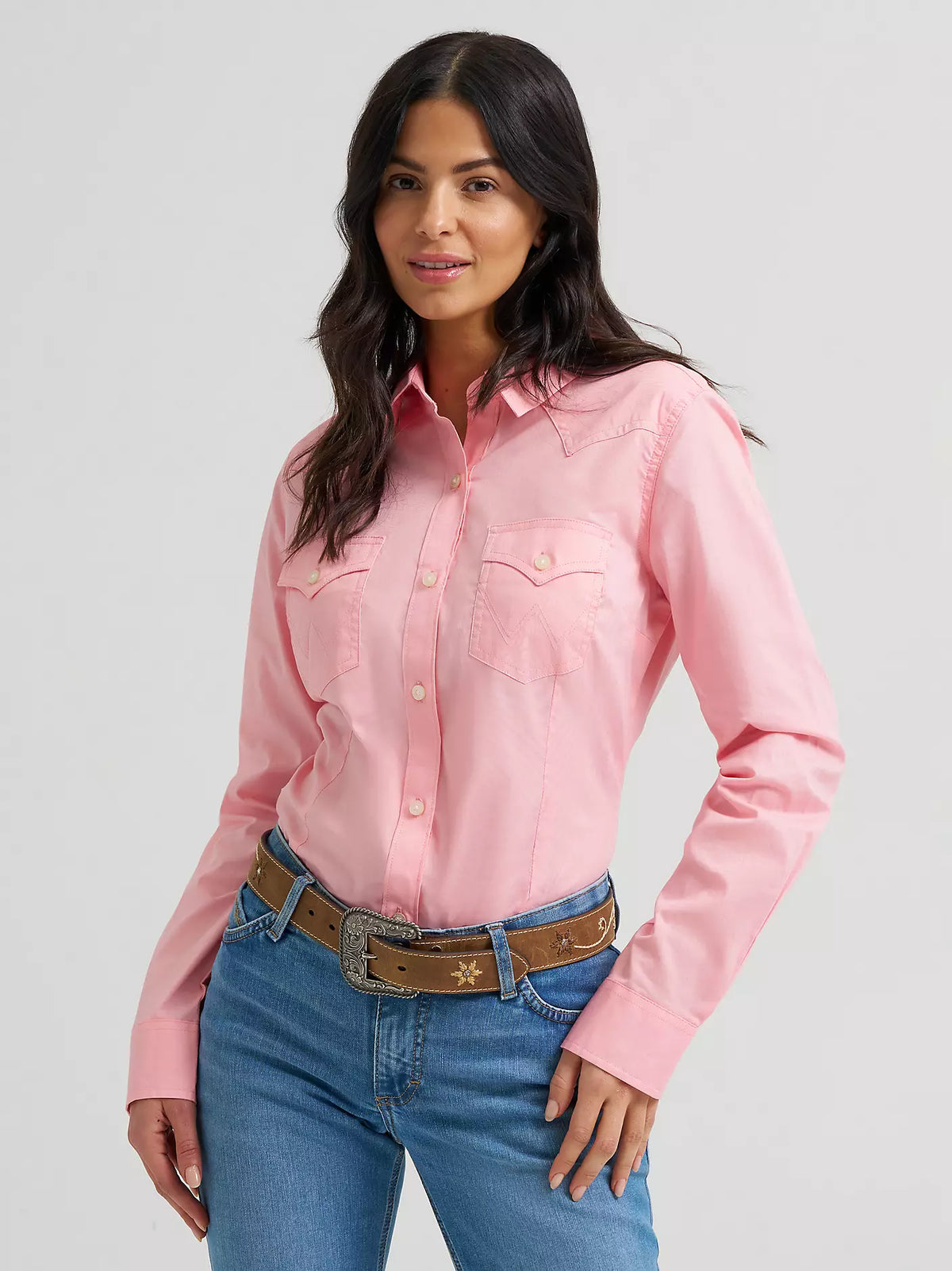 Wrangler Sierra Western Slim Button Shirt Peony