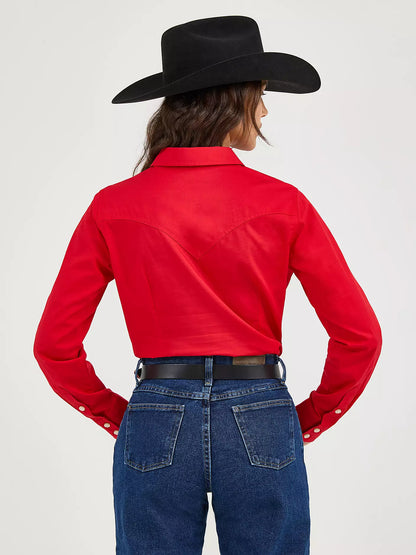 Wrangler Sierra Western Slim Button Shirt Red