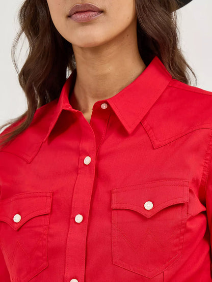 Wrangler Sierra Western Slim Button Shirt Red