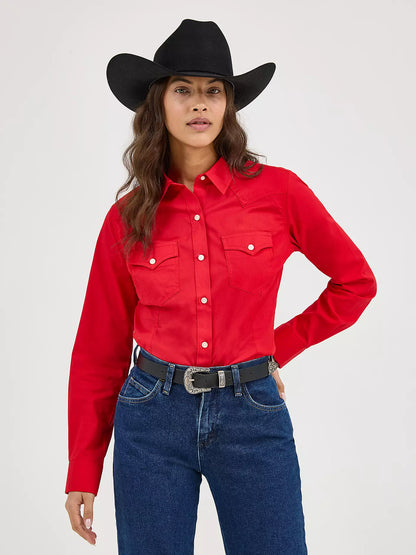 Wrangler Sierra Western Slim Button Shirt Red