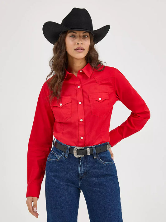 Wrangler Sierra Western Slim Button Shirt Red