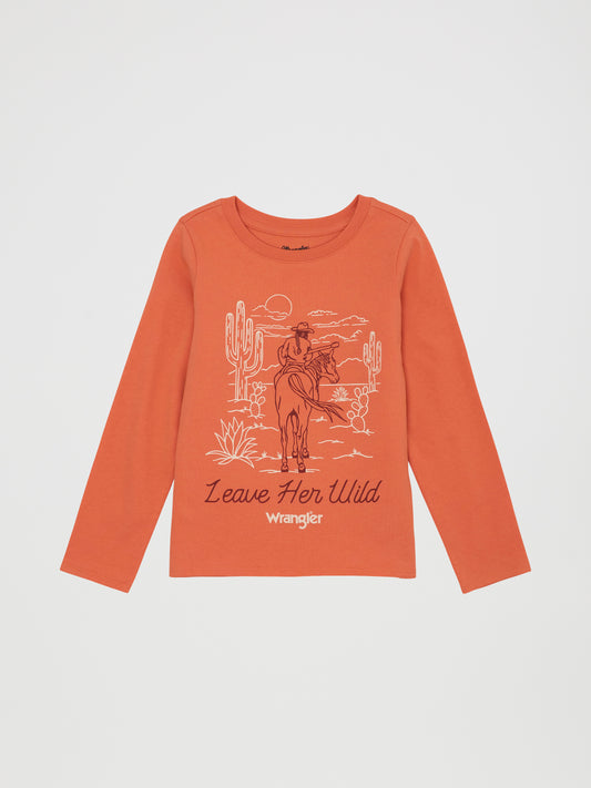 Wrangler Leave Her Wild Long Sleeve Tee Coral