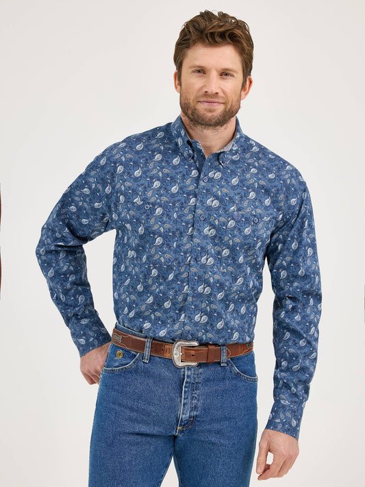 Wrangler George Strait Blue Paisley Shirt